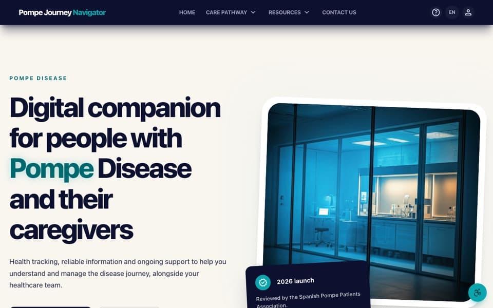 Captura de la página de inicio de Disease Journey Navigator.
